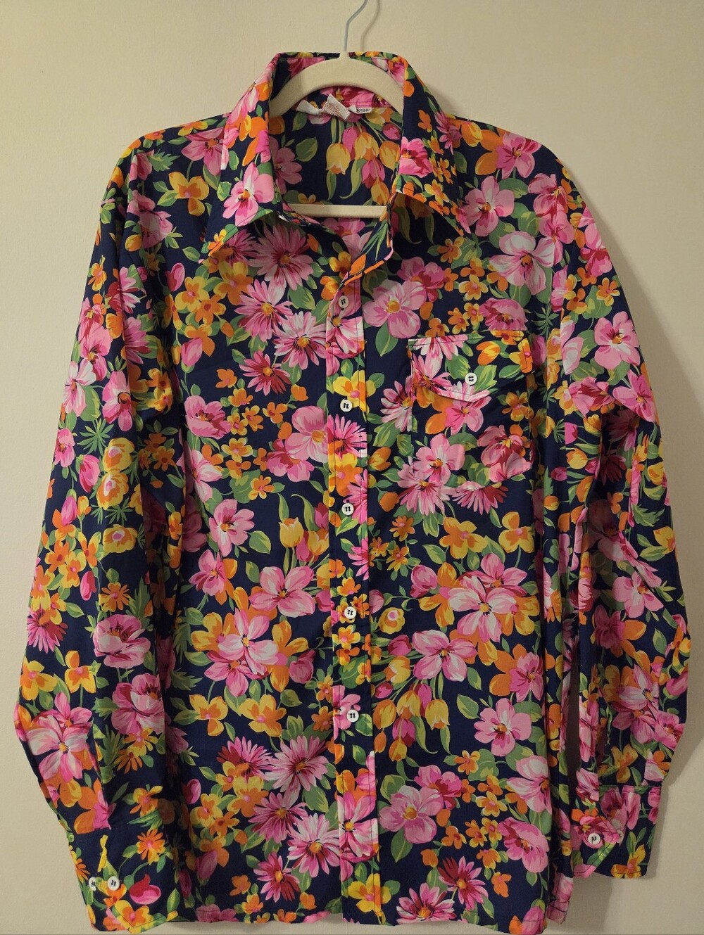 SKYR Vintage Men's Floral Nylon Button Up Windbreaker/Shirt